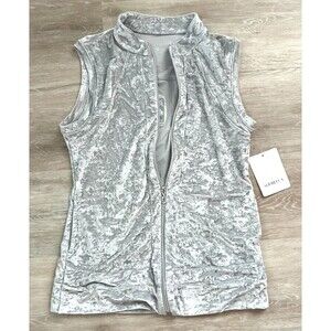 Sofibella Crushed Velvet Golf Vest Women’s XS Silver Sleeveless Zip NWT UV50
